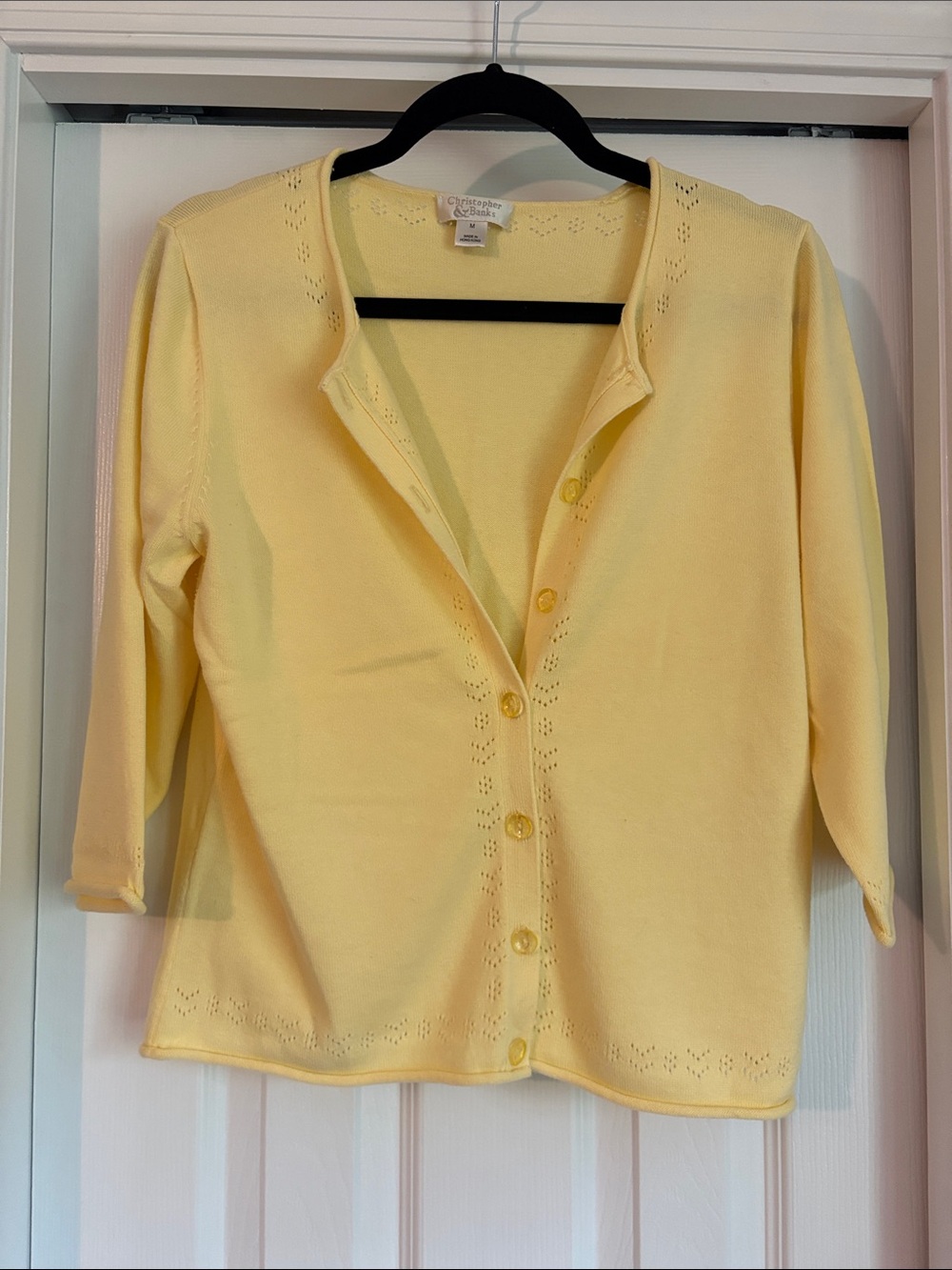 Christopher & Banks Pale Yellow Button-Front Cardigan